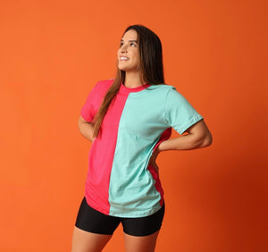 T-Shirt Oversize Fusia con Menta