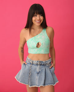 Top Mar Menta con Plateado
