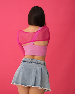 Mangas Mesh Fusia