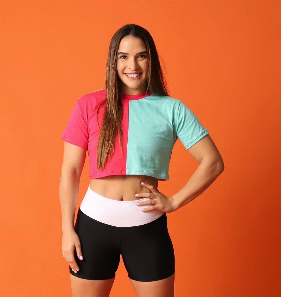 Crop Top Fusia con Menta