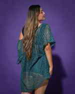 Cargar imagen en el visor de la galería, Kimono Encaje Teal
